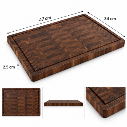 PIEP® Luxe Acacia Houten Snijplank XL – Borrelplank & Tapasplank - 47x34x2,5 incl. Sapgeul